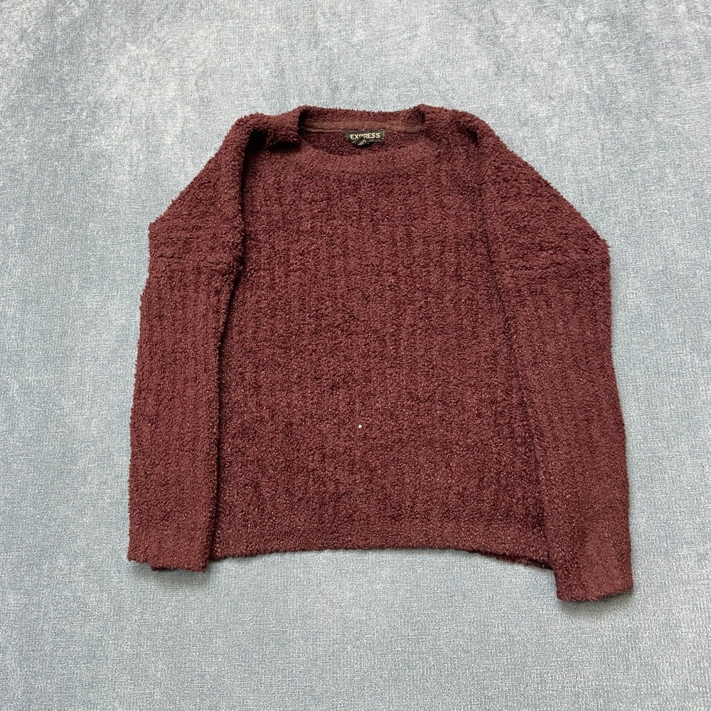 Express Sweater Womens Small Burgundy Long Sleeve Knitted Winter Pullover